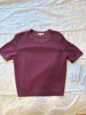 RW&CO. Short Sleeve Knit Top in Burgundy